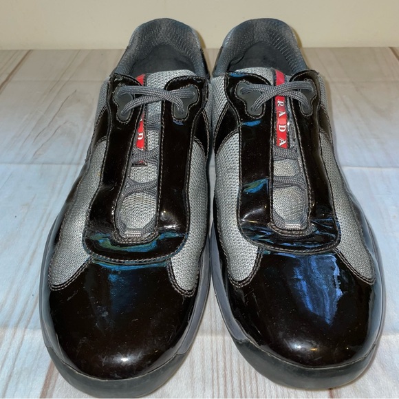 Prada Americas Cup Sneakers Men Black Patent Leather UK 11 US 12 - Picture 3 of 10
